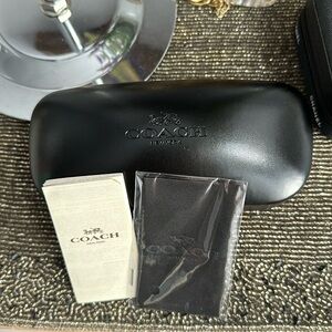 New Coach leather sunglasses case with cleaning cloth